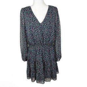 NWT Skies Are Blue Flirty Navy Floral Smocked Waist Tiered Mini Dress Size 1X
